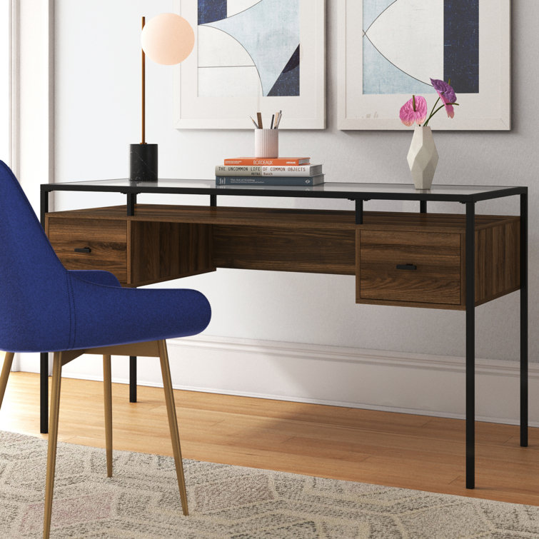 Mercury Row 2 Drawer Glass Top Desk & Reviews | Wayfair.co.uk